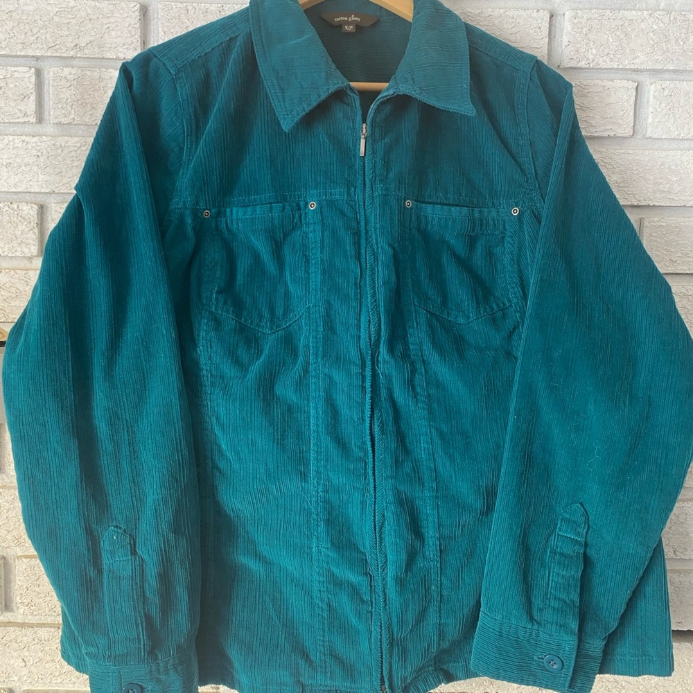 Women's Teal Corduroy zip up Blazer